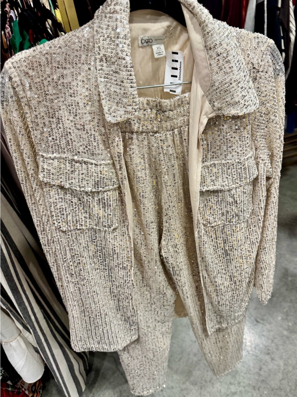 Cato Cream Sequin Blazer Jacket